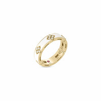 Roberto Coin 18K Yellow Gold Love In Verona Diamond and White Enamel Ring