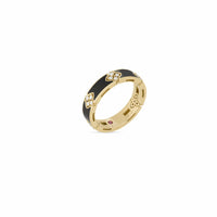 Roberto Coin 18K Yellow Gold Love In Verona Diamond and Black Enamel Ring