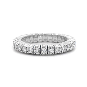 Zydo 18K White Gold Prong Set Diamond Stretch Ring