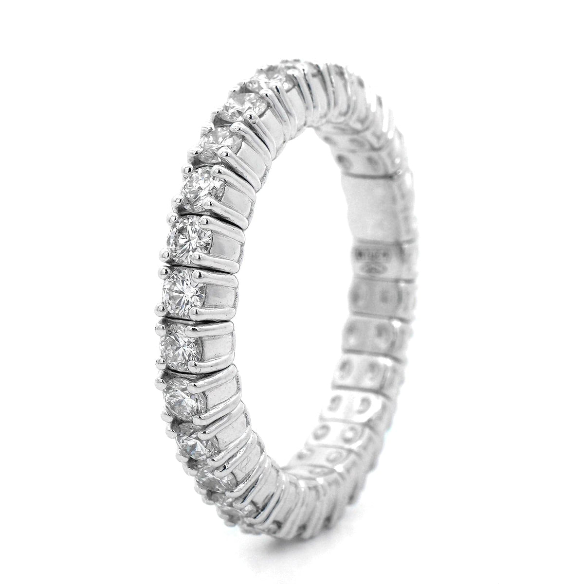 Zydo 18K White Gold Prong Set Diamond Stretch Ring