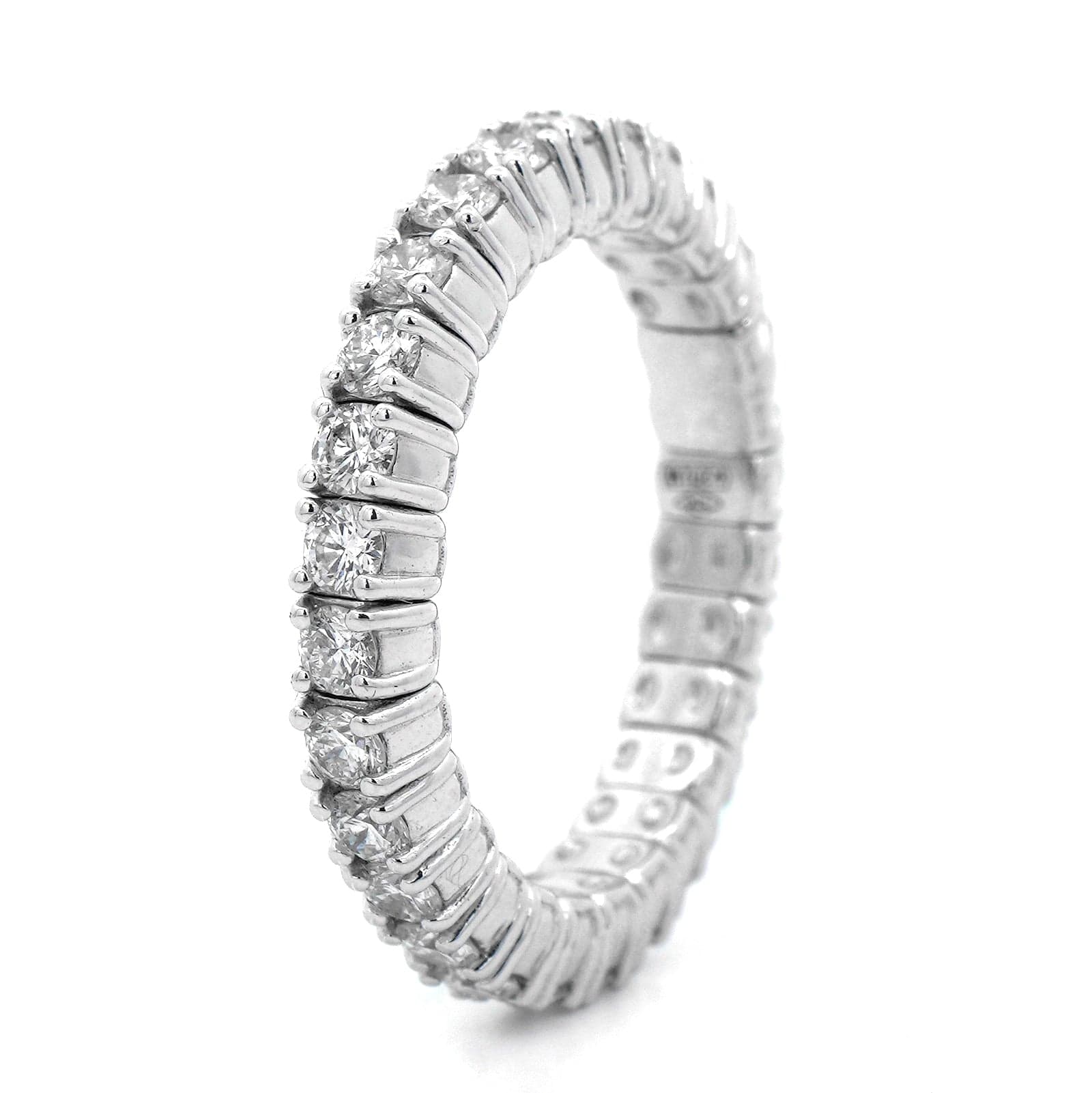 Zydo 18K White Gold Prong Set Diamond Stretch Ring