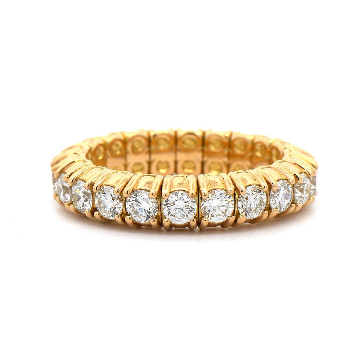 Zydo 18K Yellow Gold Prong Set Round Diamond Stretch Ring