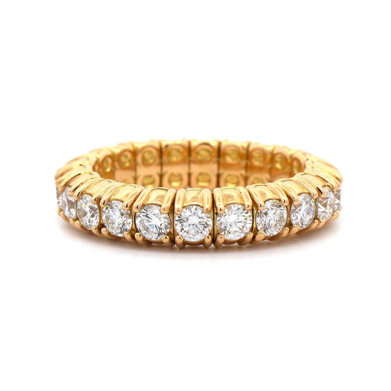 Zydo 18K Yellow Gold Prong Set Round Diamond Stretch Ring