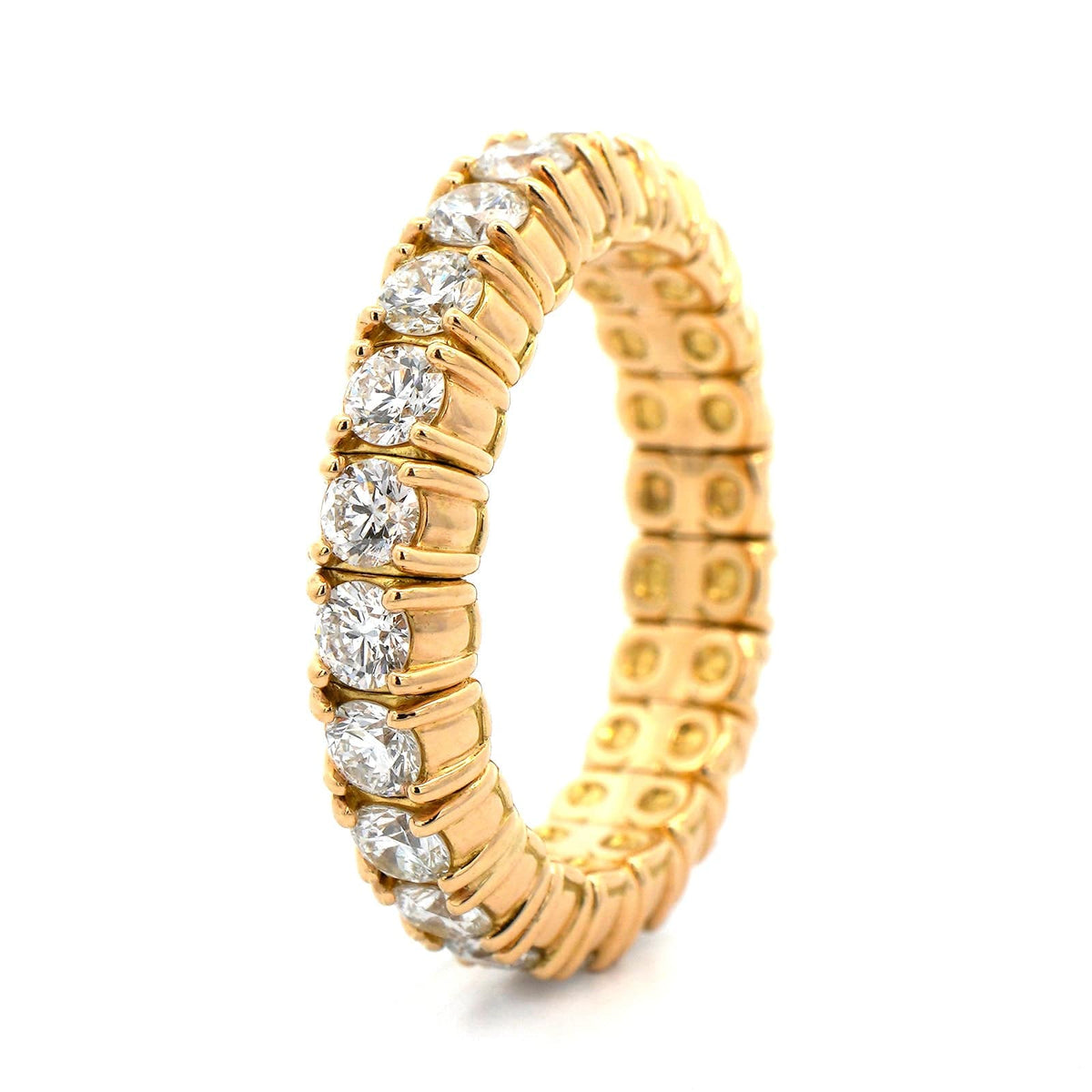 Zydo 18K Yellow Gold Prong Set Round Diamond Stretch Ring