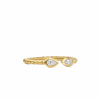 Petite Modern Renaissance® Open Pear Ring 18K Yellow Gold with Diamonds, 3.7mm