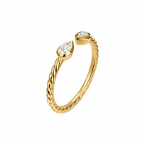 Petite Modern Renaissance® Open Pear Ring 18K Yellow Gold with Diamonds, 3.7mm