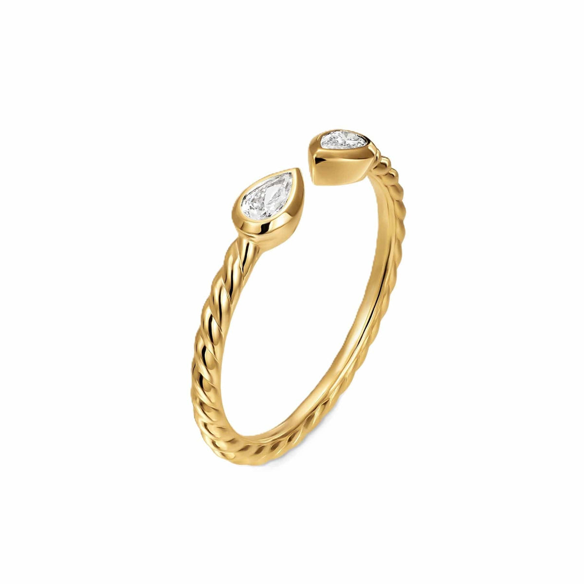 Petite Modern Renaissance® Open Pear Ring 18K Yellow Gold with Diamonds, 3.7mm