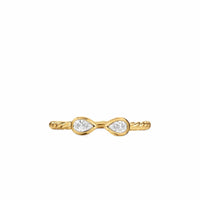 Petite Modern Renaissance® Open Pear Ring 18K Yellow Gold with Diamonds, 3.7mm