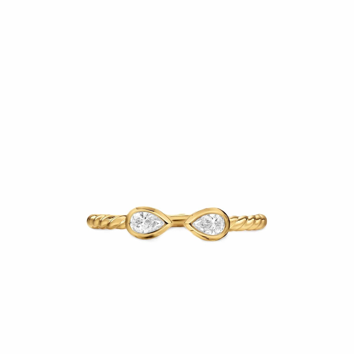 Petite Modern Renaissance® Open Pear Ring 18K Yellow Gold with Diamonds, 3.7mm