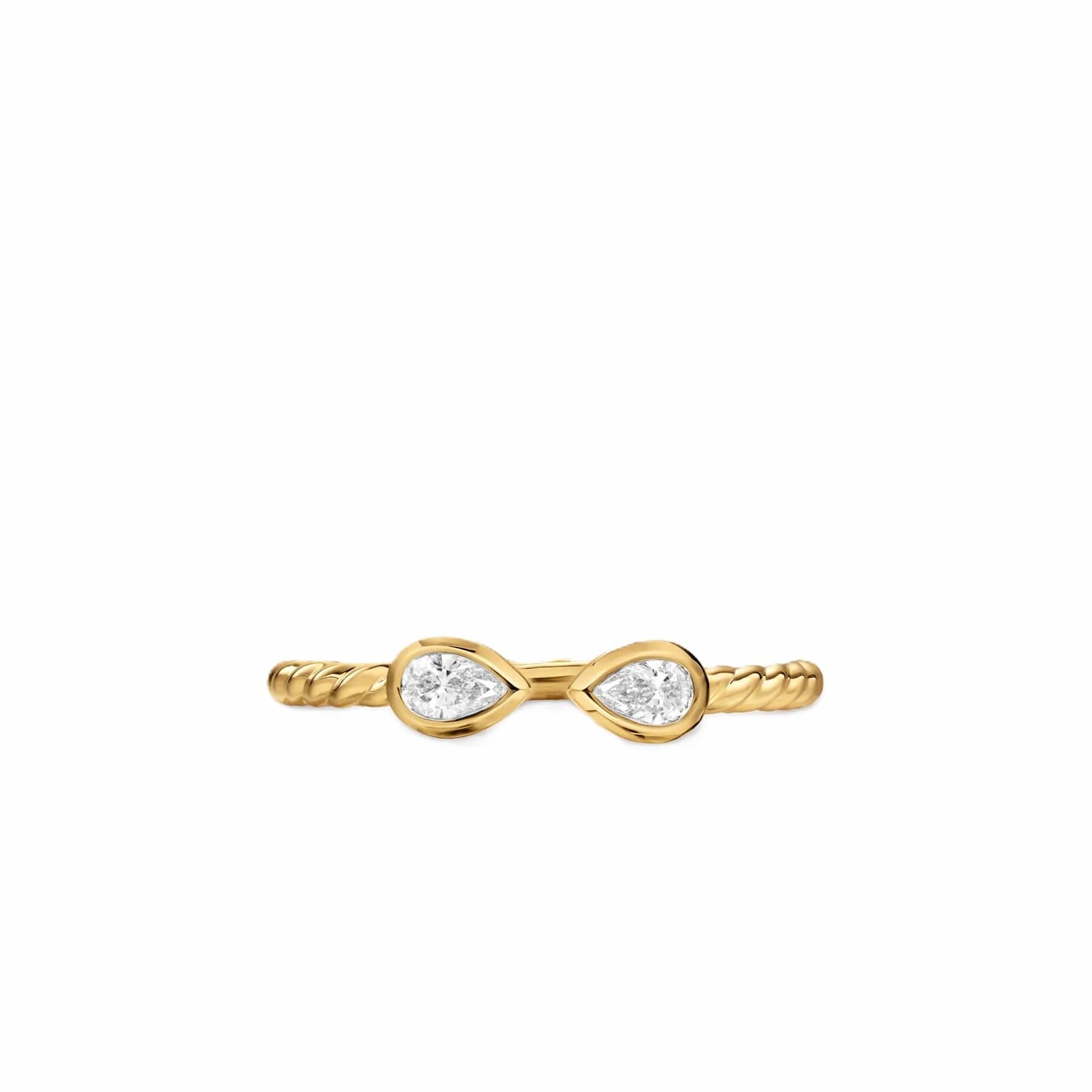 Petite Modern Renaissance® Open Pear Ring 18K Yellow Gold with Diamonds, 3.7mm