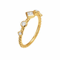 Petite Modern Renaissance® Band Ring 18K Yellow Gold with Diamonds, 6.4mm