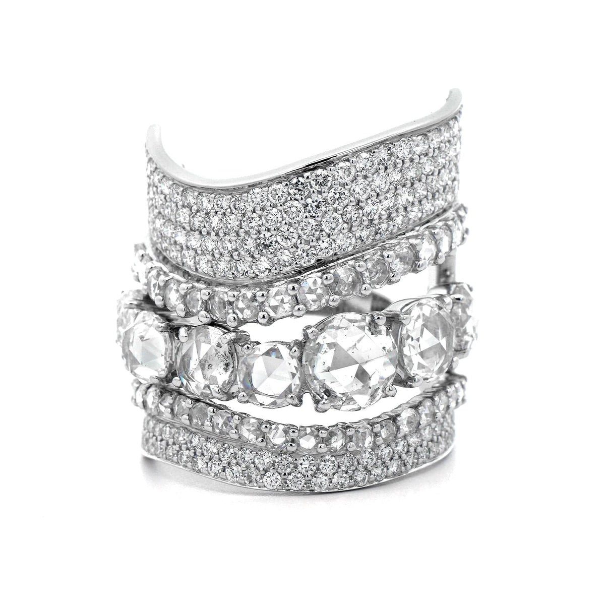 Etho Maria 18K White Gold Multi Row Diamond Ring