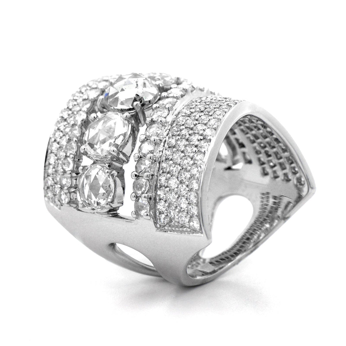 Etho Maria 18K White Gold Multi Row Diamond Ring