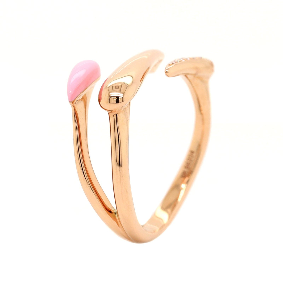 Etho Maria 18K Rose Gold Pave Diamond and Pink Ceramic Ring