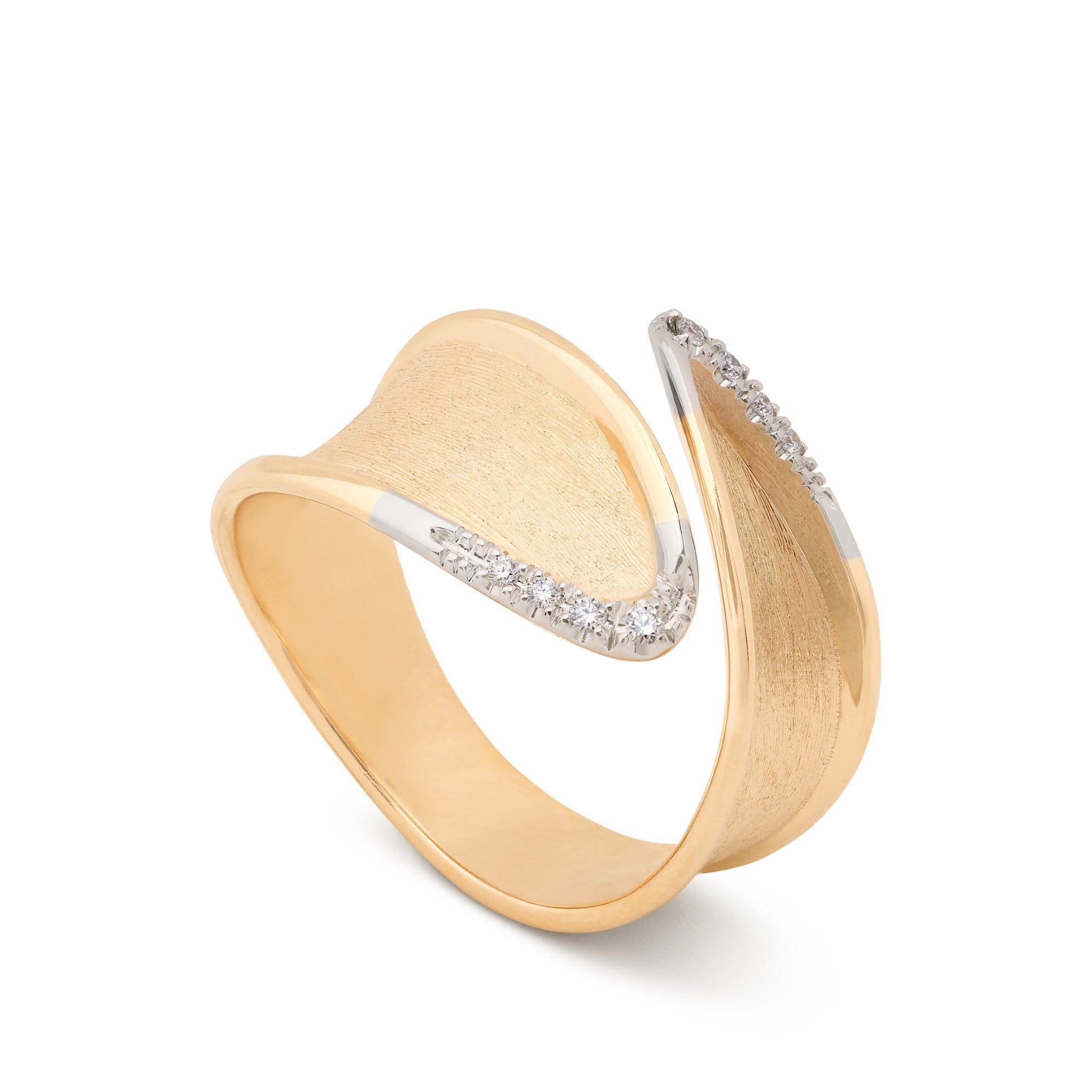 Marco Bicego 18K Yellow Gold Lunaria Twist Diamond Bypass Ring