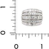 Eclat Jewels 18K White Gold 5 Row Step Cut and Round Diamond Ring