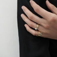 Azlee 18K Yellow Gold Diamond Ocean Sea Ring II