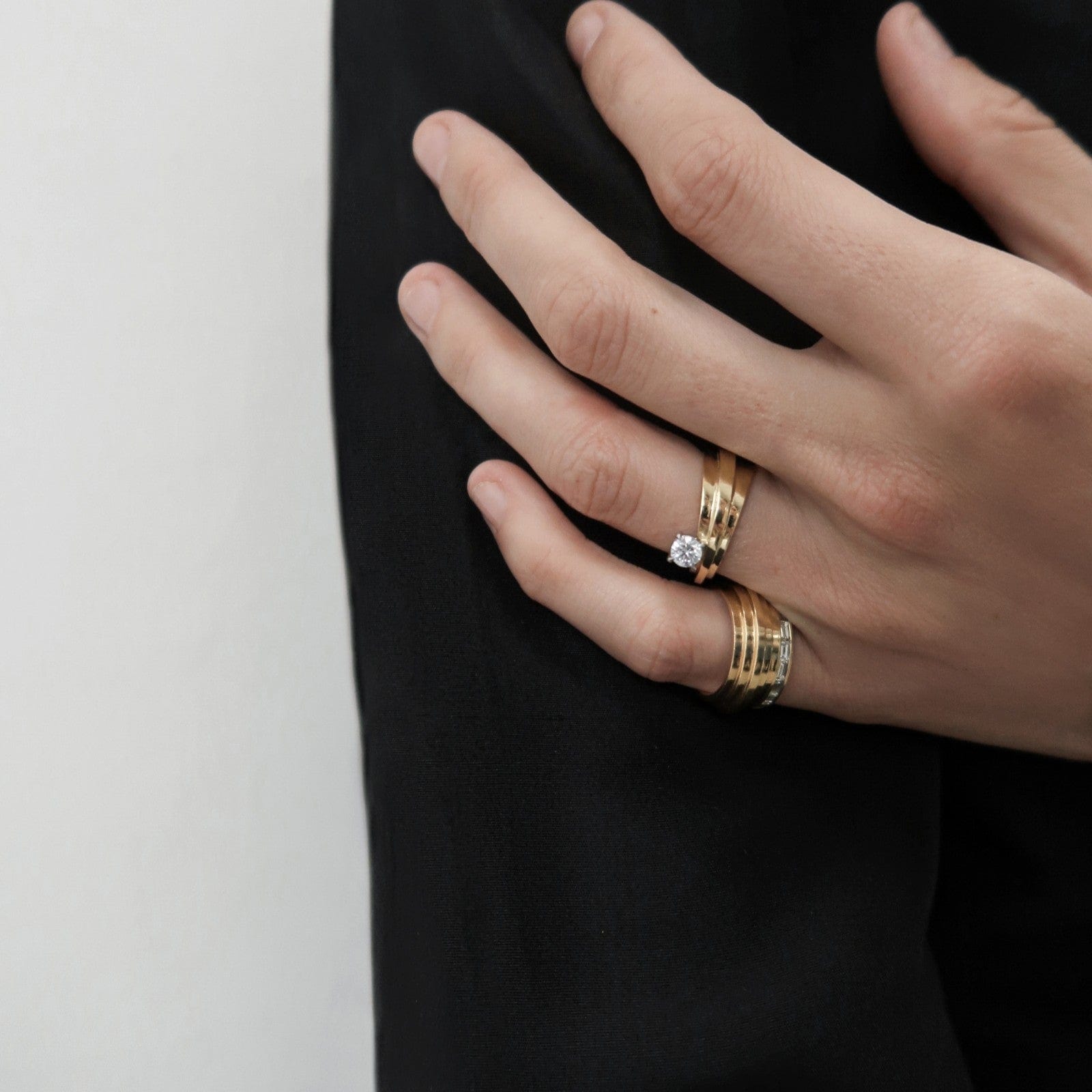 Azlee 18K Yellow Gold Diamond Ocean Sea Ring II