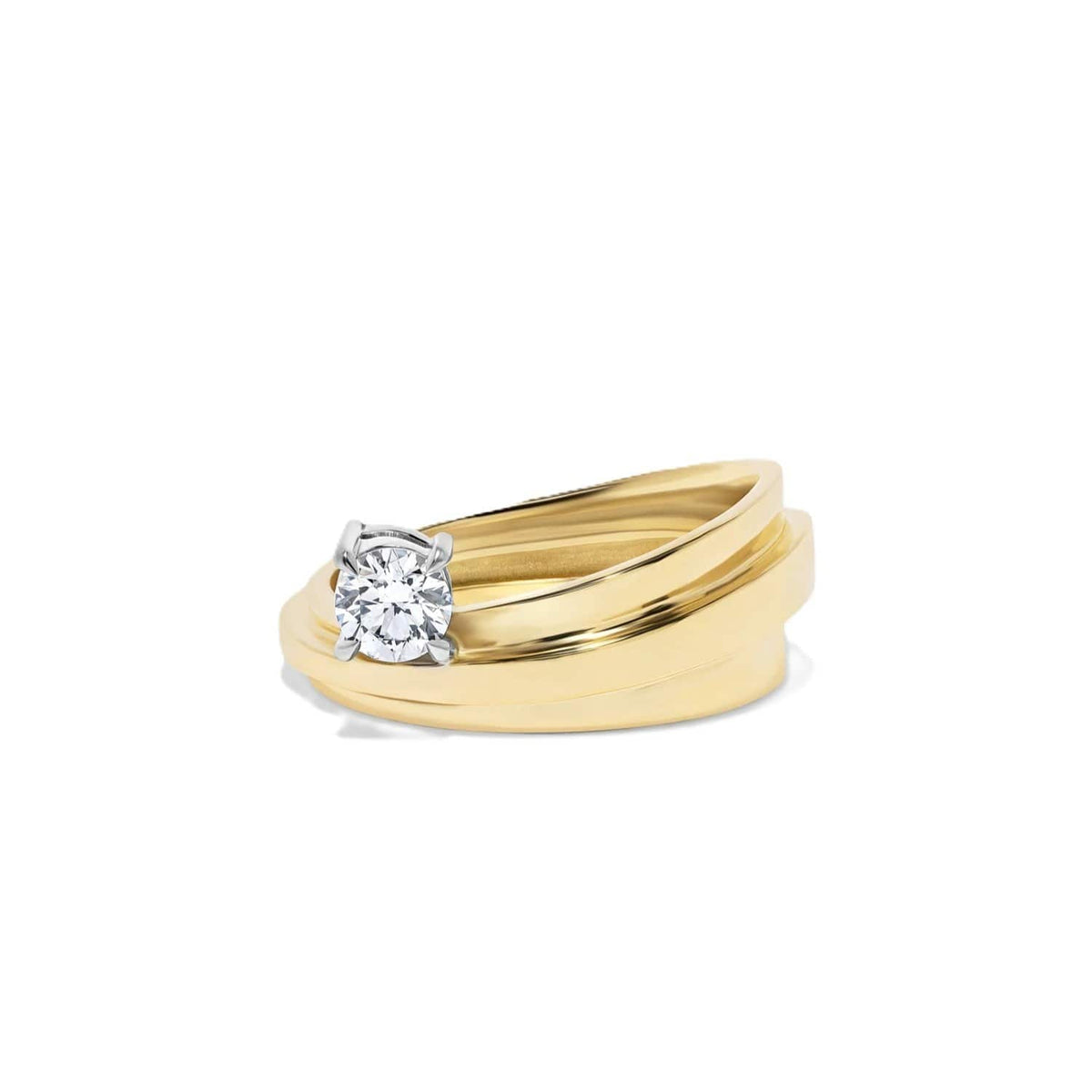 Azlee 18K Yellow Gold Diamond Ocean Sea Ring II