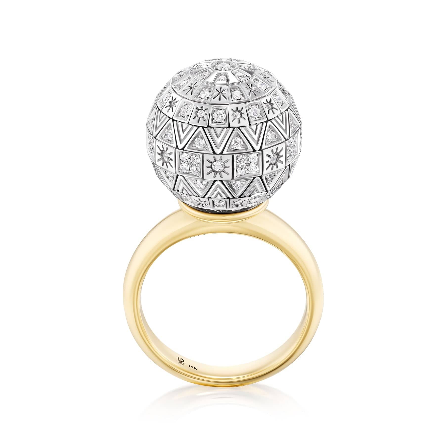 Harwell Godfrey 18K Yellow Gold Pave Diamond Disco Ball Ring – Long's ...