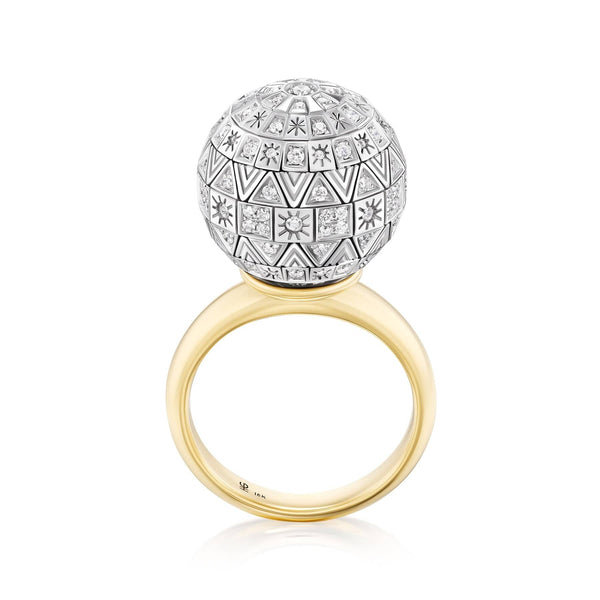 Harwell Godfrey 18K Yellow Gold Pave Diamond Disco Ball Ring
