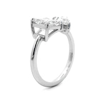 18K White Gold 2 Stone Asscher and Pear Shaped Diamond Ring