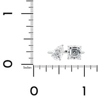 18K White Gold 2 Stone Asscher and Pear Shaped Diamond Ring