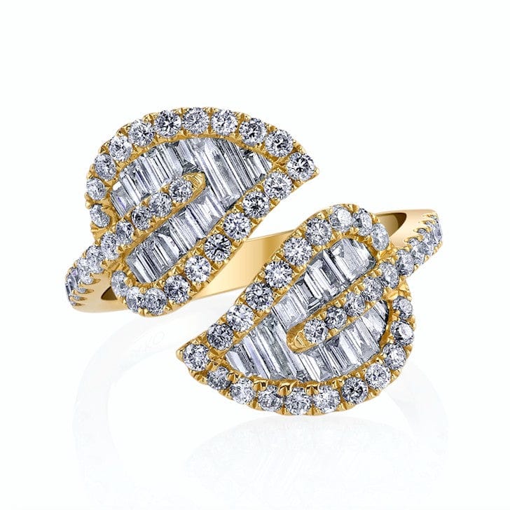 Anita Ko 18K Yellow Gold Medium Diamond Palm Leaf Ring