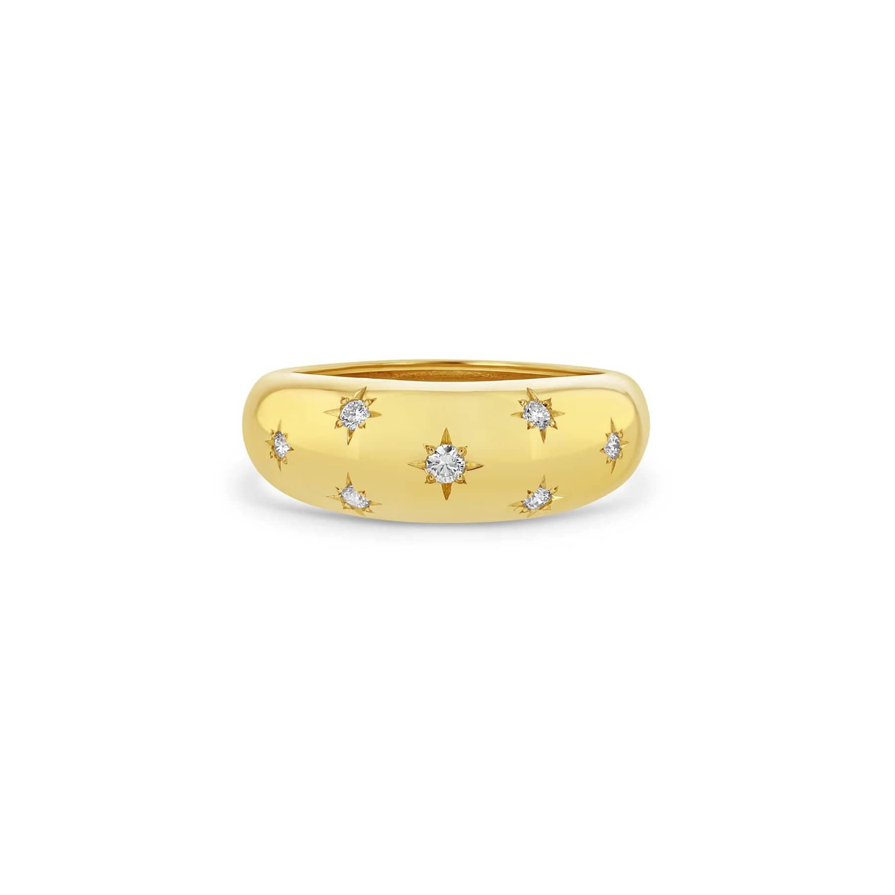 Zoe Chicco 14K Yellow Gold Small Aura Star Set Scattered Diamond Ring