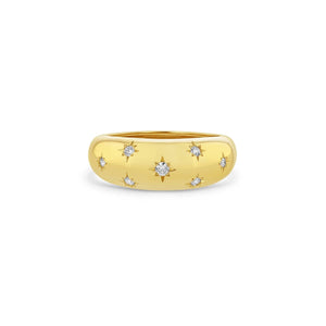 Zoe Chicco 14K Yellow Gold Small Aura Star Set Scattered Diamond Ring