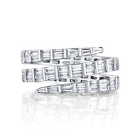 Anita Ko 18K White Gold Three Row Baguette Diamond Coil Ring