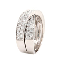 18K White Gold Multi Row Pave Diamond Crossover Ring