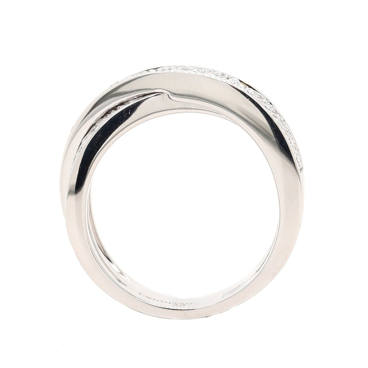 18K White Gold Multi Row Pave Diamond Crossover Ring