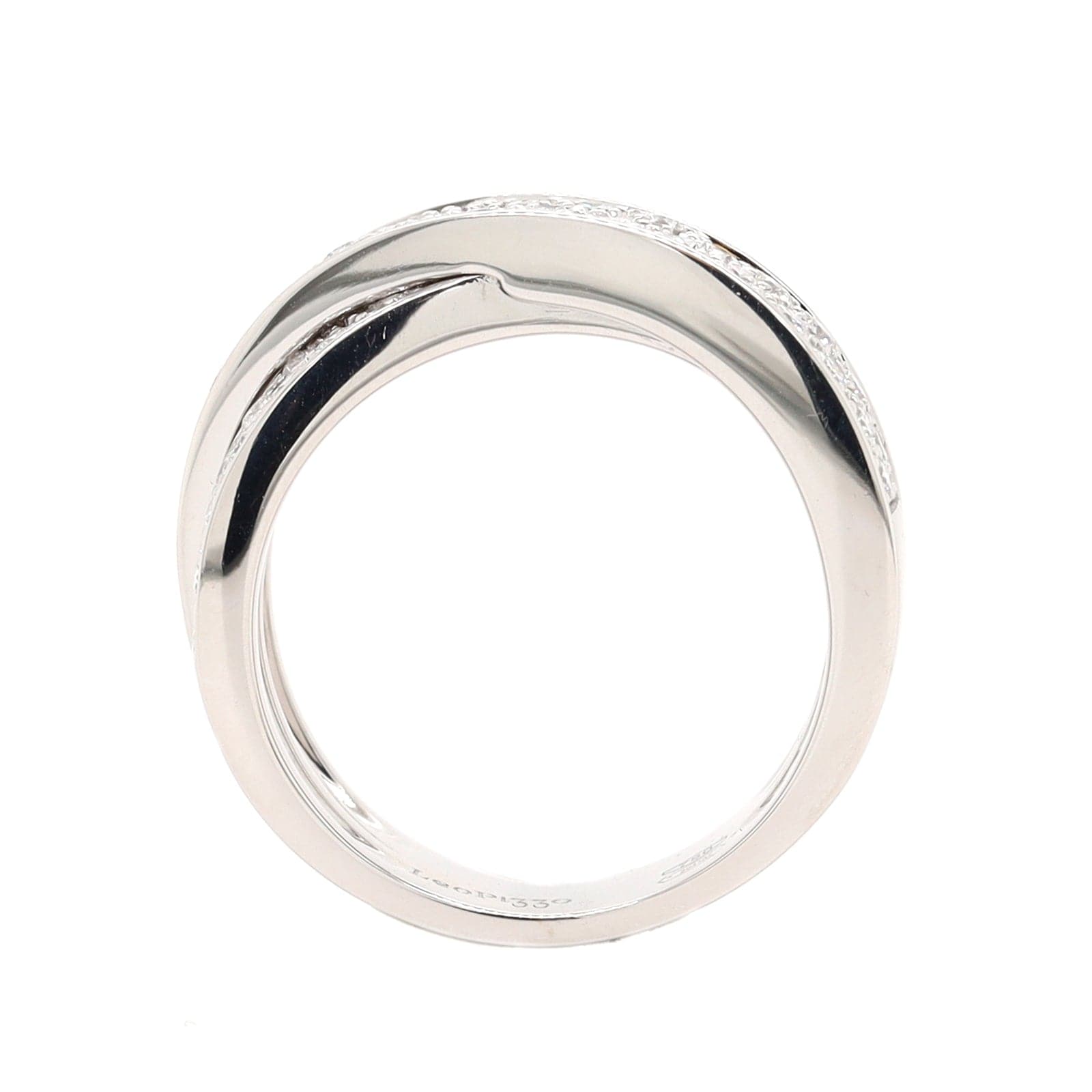 18K White Gold Multi Row Pave Diamond Crossover Ring