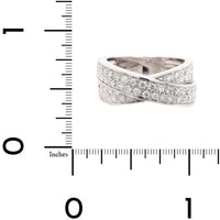 18K White Gold Multi Row Pave Diamond Crossover Ring