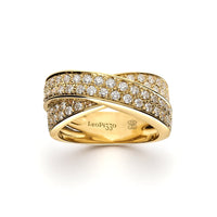 Leo Pizzo 18K Yellow Gold Multi Row Pave Diamond Crossover Ring