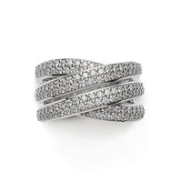 Leo Pizzo 18K White Gold 4 Row Pave Diamond Crossover Ring
