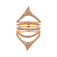 Etho Maria 18K Rose Gold Multi Row Pave Set Diamond Ring