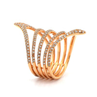 Etho Maria 18K Rose Gold Multi Row Pave Set Diamond Ring