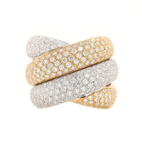 Leo Pizzo 18K Two-Tone Gold 4 Row Wide Pave Diamond Ring