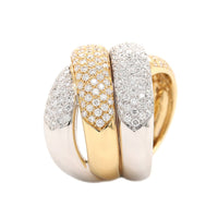 Leo Pizzo 18K Two-Tone Gold 4 Row Wide Pave Diamond Ring