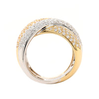 Leo Pizzo 18K Two-Tone Gold 4 Row Wide Pave Diamond Ring