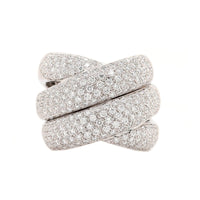 Leo Pizzo 18K White Gold 4 Row Wide Pave Diamond Ring