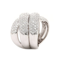 Leo Pizzo 18K White Gold 4 Row Wide Pave Diamond Ring