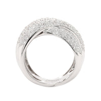 Leo Pizzo 18K White Gold 4 Row Wide Pave Diamond Ring