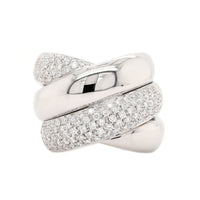 Leo Pizzo 18K White Gold Pave Diamond Double X Wide Ring