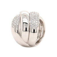 Leo Pizzo 18K White Gold Pave Diamond Double X Wide Ring