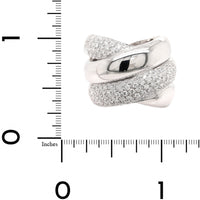 Leo Pizzo 18K White Gold Pave Diamond Double X Wide Ring