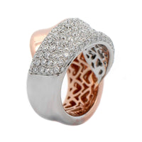 Leo Pizzo 18K Yellow and White Gold Pave Diamond Wide X Ring