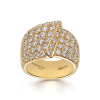 Leo Pizzo 18K Yellow Gold Pave Diamond Wide Overlap Ring
